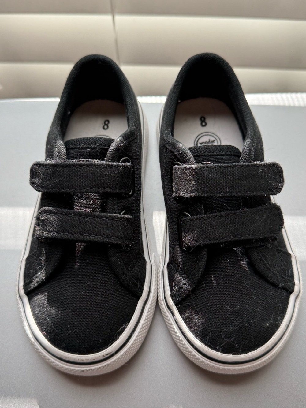 Kids Black Canvas Velcro Sneakers